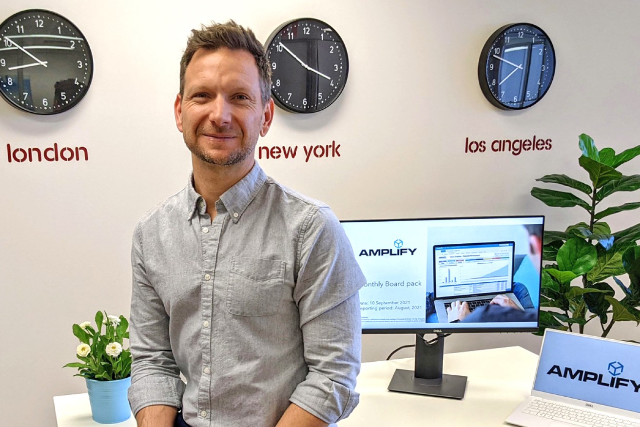 Amplify-Now founder and CEO Matt Williams in his Adelaide office. Picture: Sarah Williams.