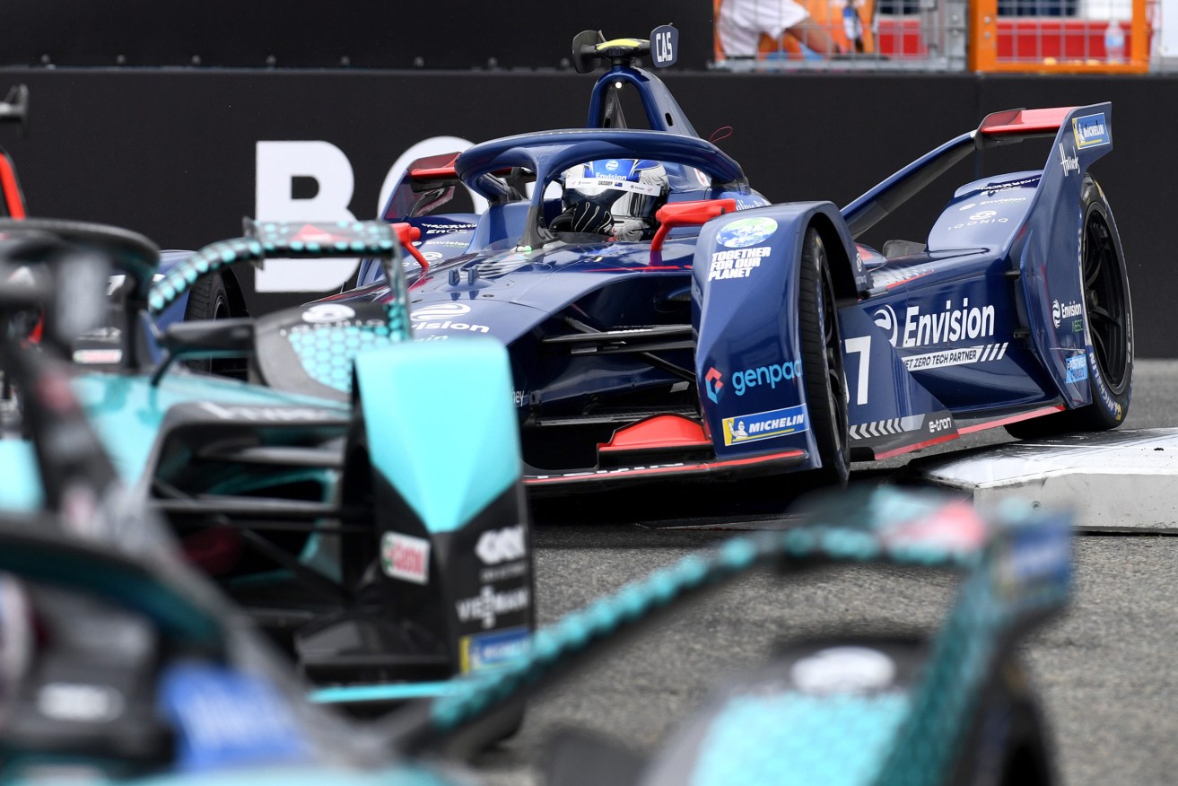 Competitors in the ABB FIA Formula E Championship in New York City in July, Photo: Anthony Behar / Sipa USA via AAP