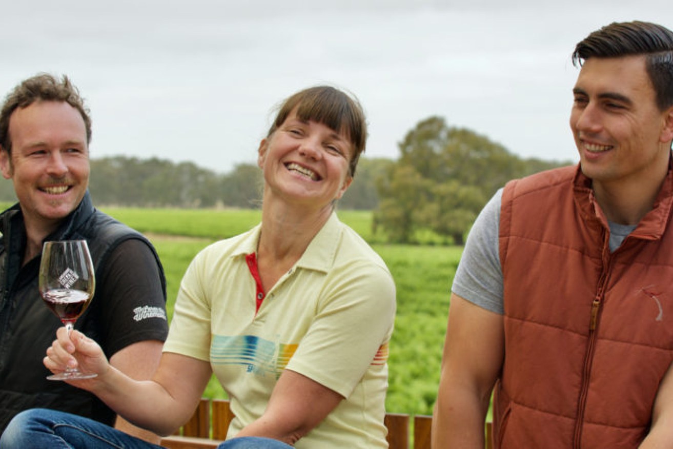 Winning winemakers (from left) Rob Mack, Charlotte Hardy and Turon White were given two tonnes of Langhorne Creek grapes each to craft their own 2020 wines. 