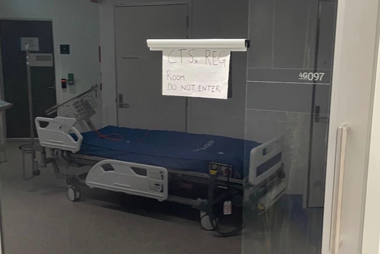 An empty intensive care room posted on Facebook by Dr Craig Jurisevic last night.