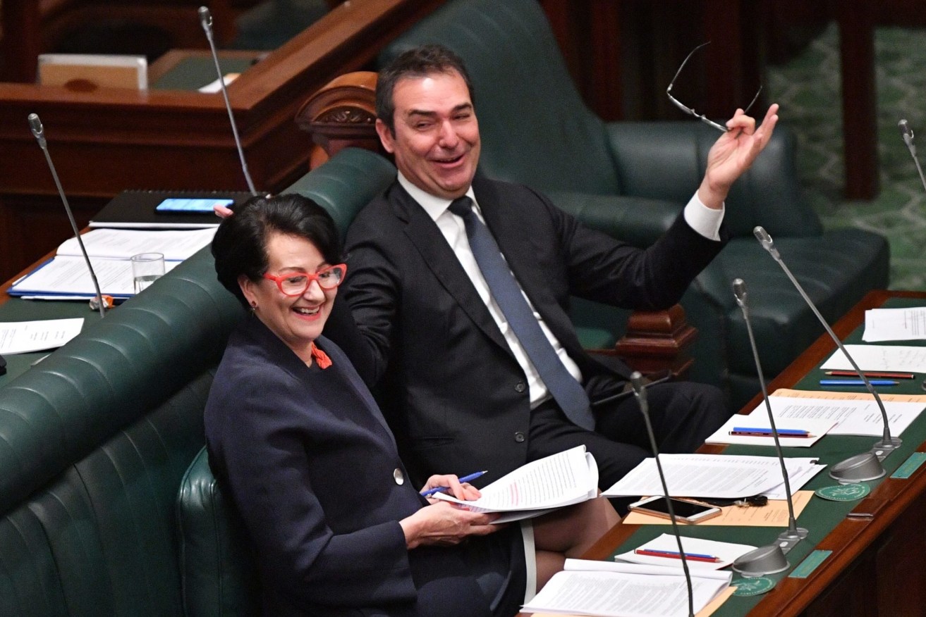 Vickie Chapman, in parliament with Premier Steven Marshall in 2018, has hit back at the inquiry examining her conduct. Photo: David Mariuz / AAP