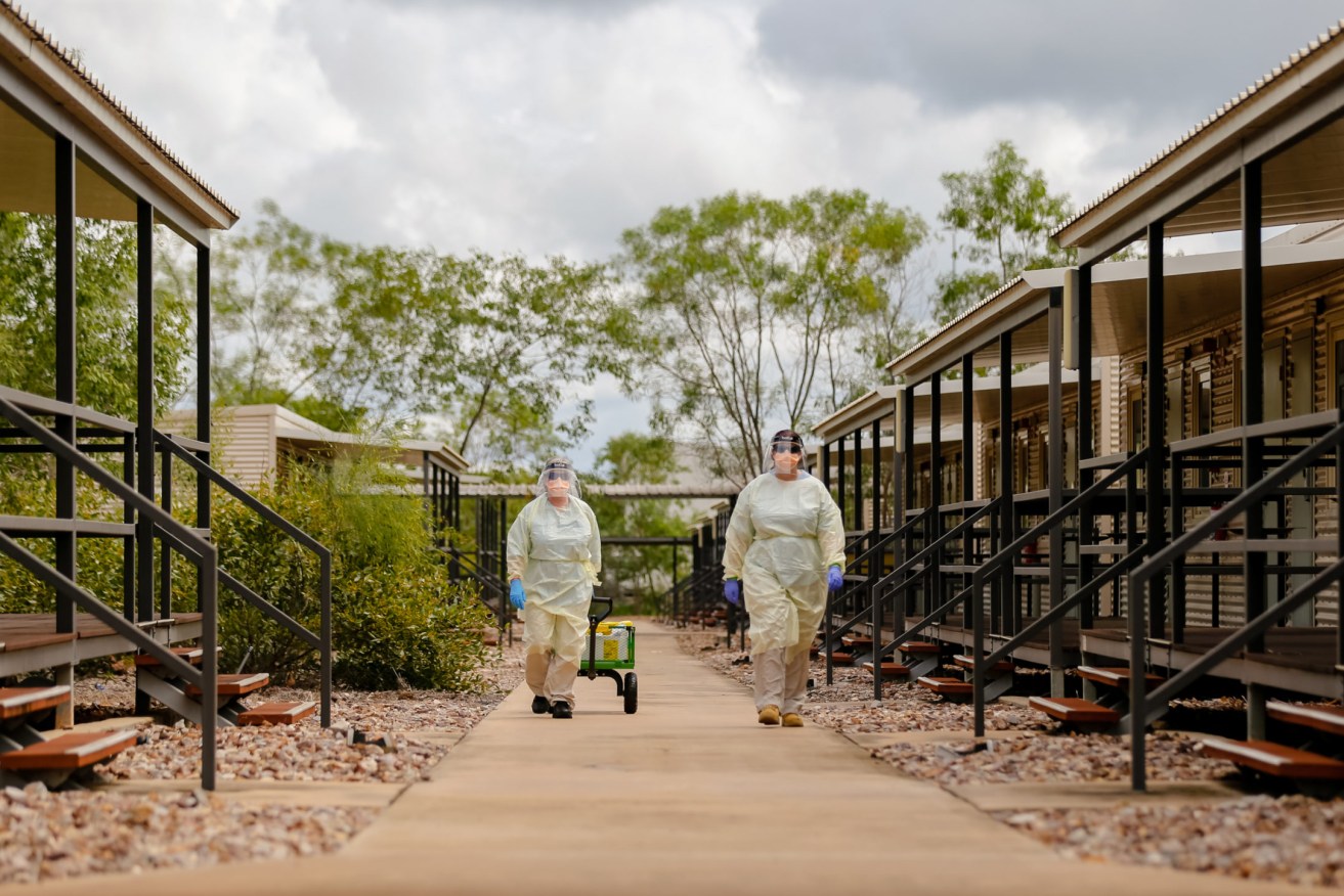 Cabins are used at the Northern Territory's Howard Springs quarantine centre. Photo: AAP/Glenn Campbell