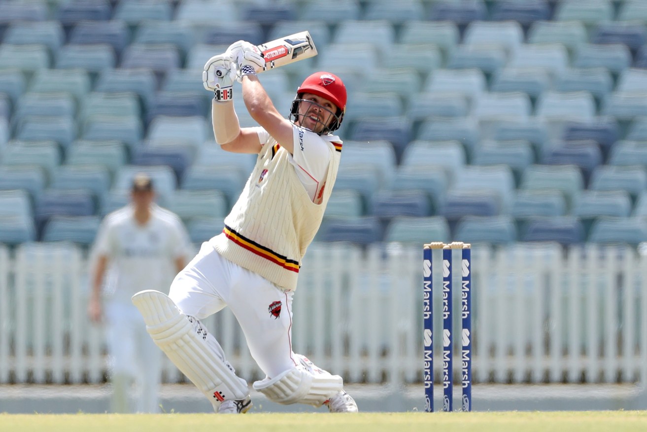 Travis Head playing for SA against WA in the Sheffield Shield last month (AAP Image/Richard Wainwright). 
