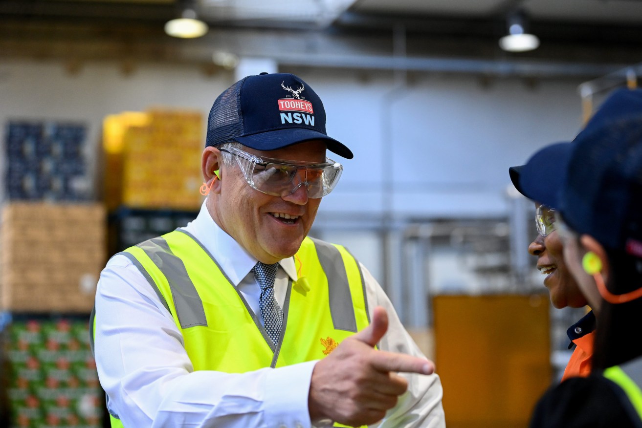 Prime Minister Scott Morrison at Tooheys Brewery in Sydney. Photo: AAP/Bianca De Marchi