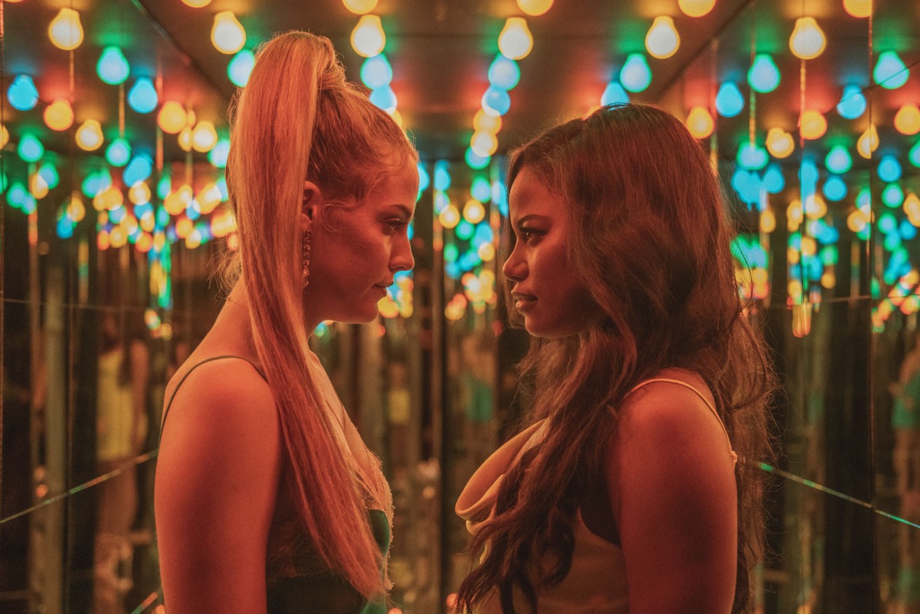 Riley Keough (left) as Stefani and Taylour Paige as Zola. Photo: Courtesy of Anna Kooris / A24 Films