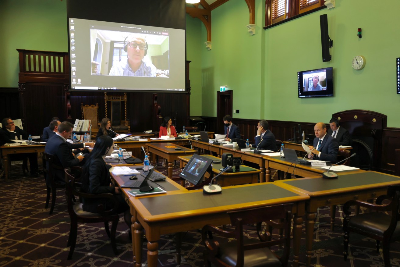 John Sergeant gives evidence to the inquiry via video link. Photo: Tony Lewis / InDaily