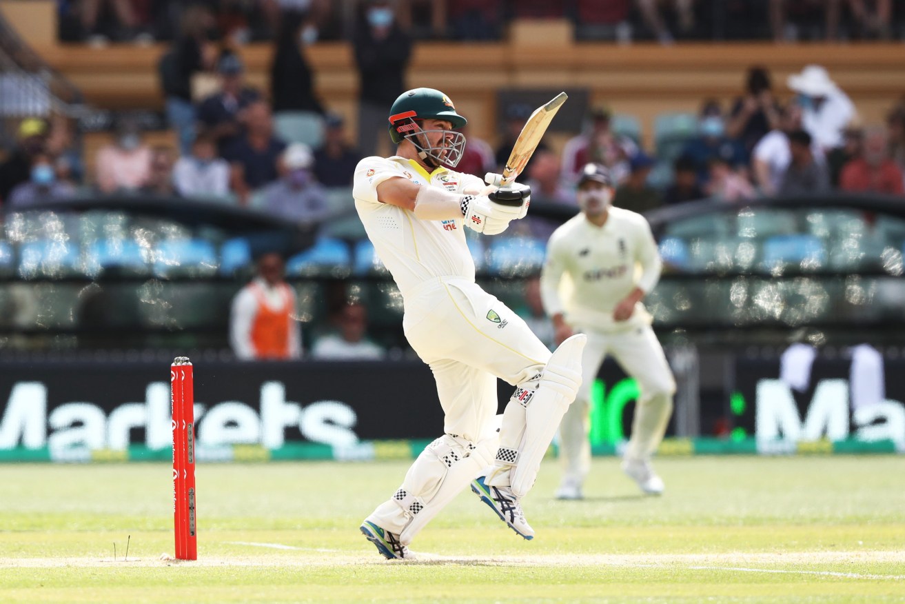Travis Head in action during the second Test at Adelaide Oval. Photo: Jason O'Brien/PA Wire