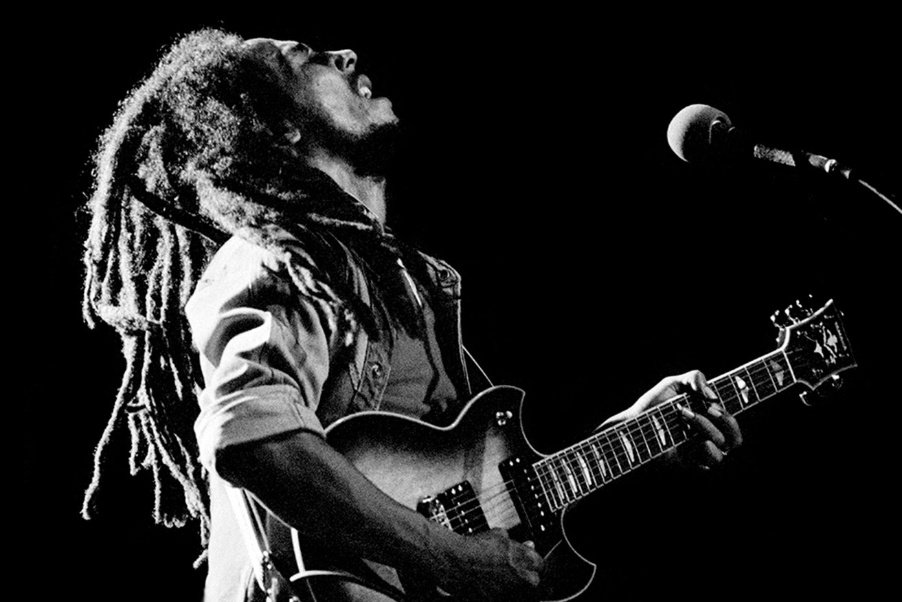 Eric Algra's photograph of Bob Marley at the Bob Marley & the Wailers concert at Adelaide's Apollo Stadium in April 1979; pigment ink print on archival paper. Reproduced courtesy of Eric Algra   