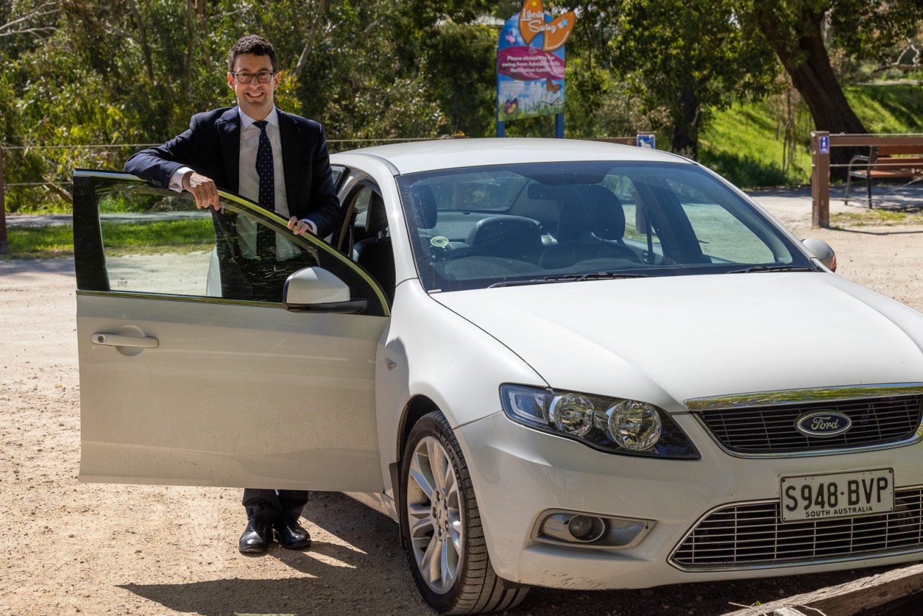 Dan Cregan with his Ford Falcon. Photo: Tony Lewis / InDaily
