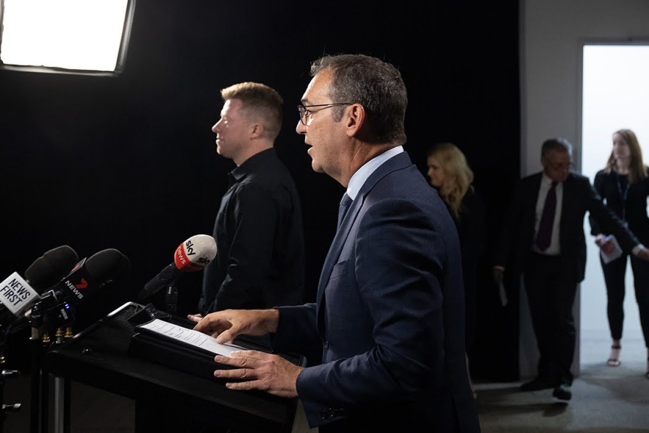 Steven Marshall at one of his many COVID-19 press conferences this year. Our photographer Tony Lewis was there to capture the scene.
