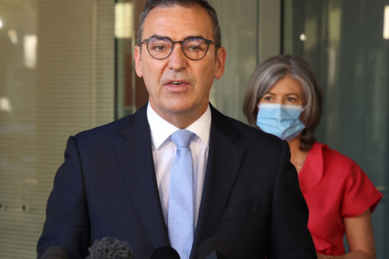 Premier Steven Marshall and chief public health officer Professor Nicola Spurrier. Photo: Tony Lewis/InDaily