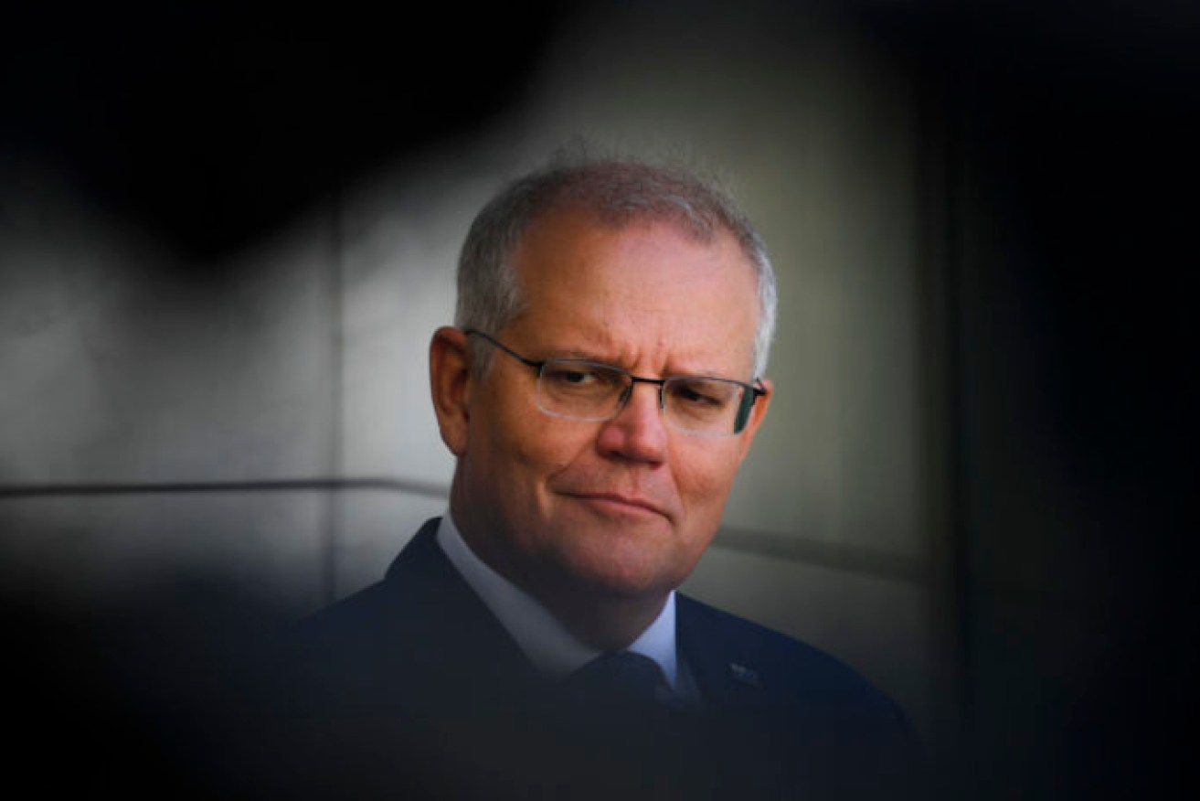 Australian Prime Minister Scott Morrison speaks during a press conference at Parliament House in Canberra on Monday. Picture: Lukas Coch/AAP.