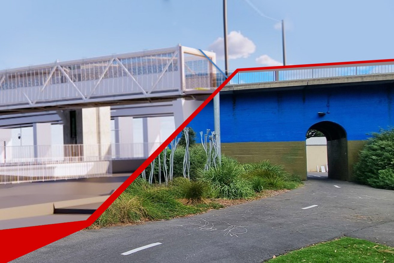 A controversial plan for a $25m Goodwood/Forestville overpass upgrade (pictured left) continues to attract public opposition. Photo (right): Thomas Kelsall/InDaily
