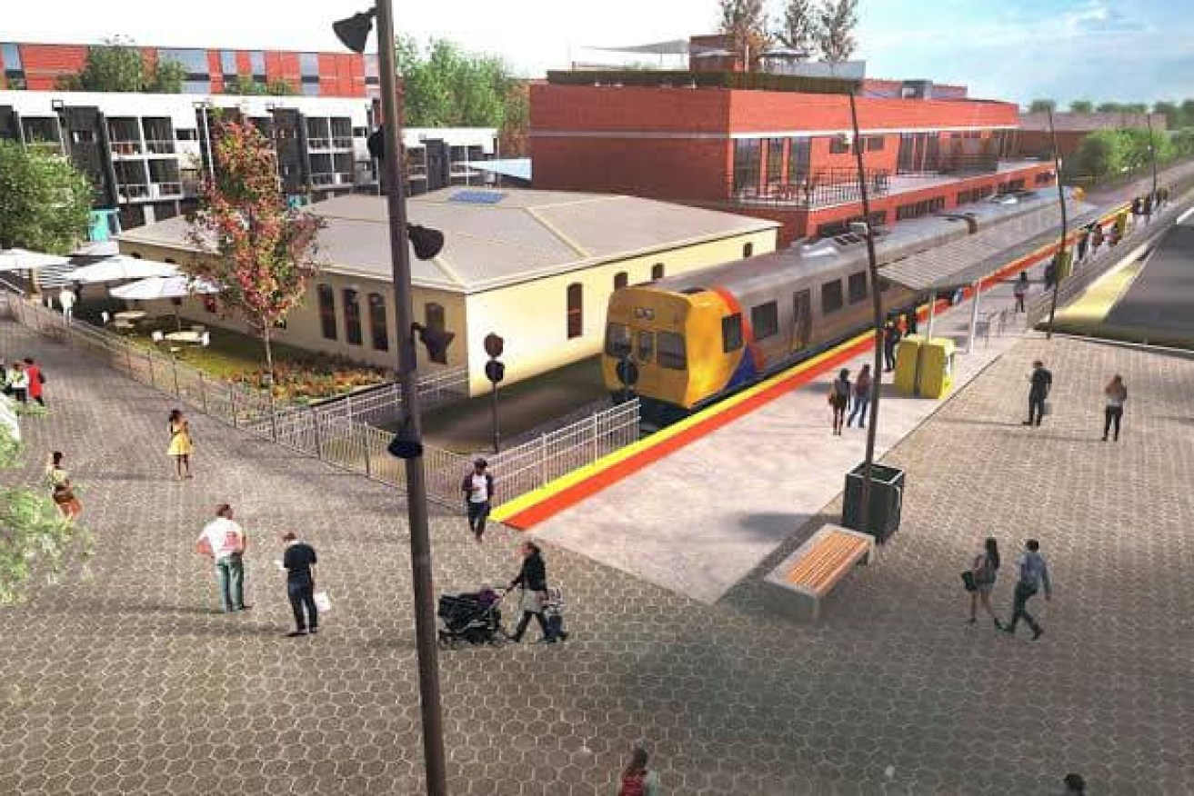 A State Government mock up of a revived Port Dock railway station, which was shelved in 2019. 