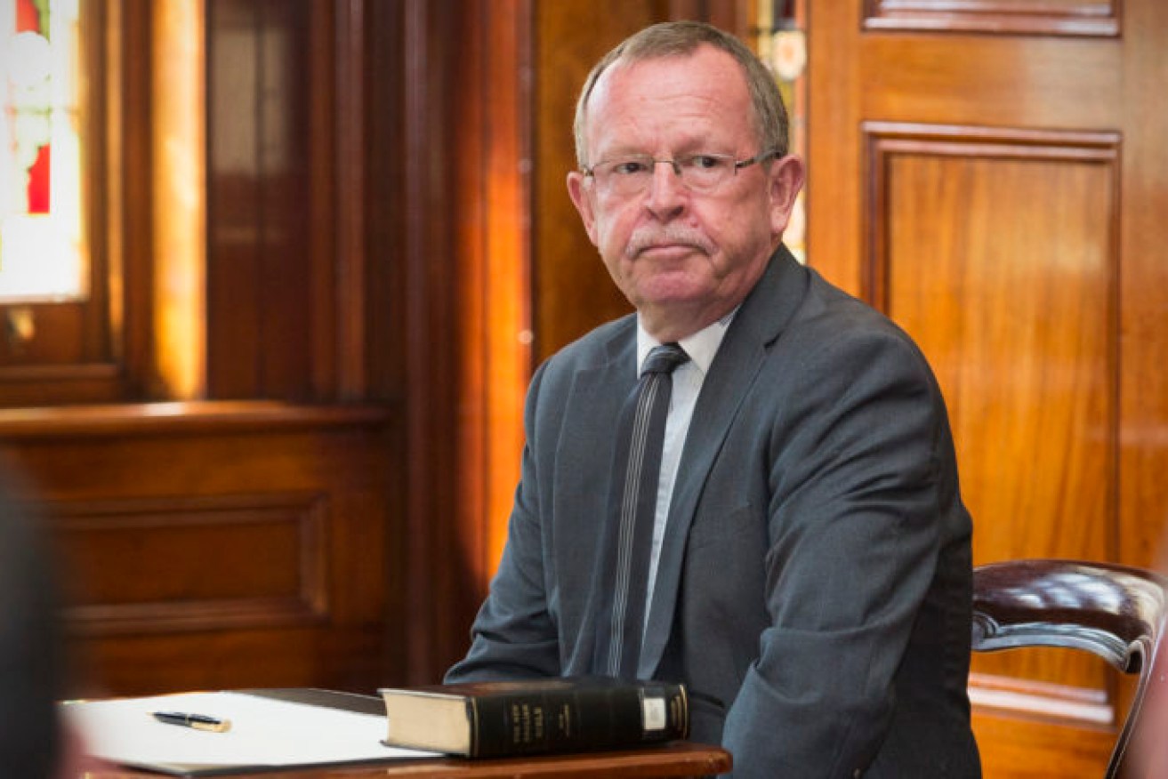 Geoff Brock after being sworn into Jay Weatherill's cabinet in 2014. Photo: Ben Macmahon / AAP

