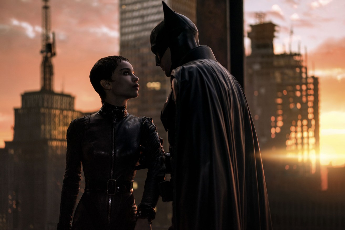 Lonely crusaders: Zoë Kravitz at Catwoman and Robert Pattinson as The Batman. Photo: Warner Bros 