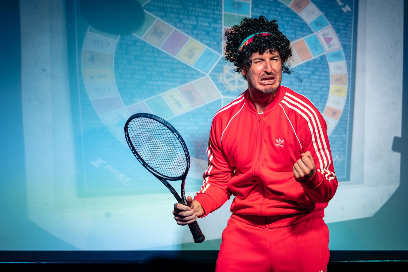 Hew Parham channels tennis player John McEnroe during 'A Not So Trivial Putsuit'. Photo: Jamois