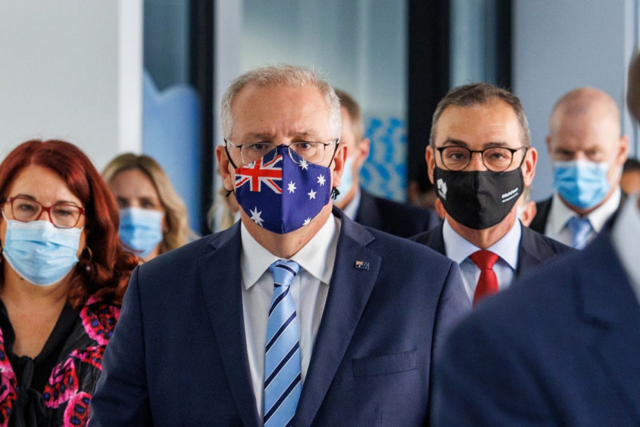Prime Minister Scott Morrison and Premier Steven Marshall at an election announcement last week. Our reportage will apply relentless scrutiny to the campaign. Photo: Tony Lewis/InDaily