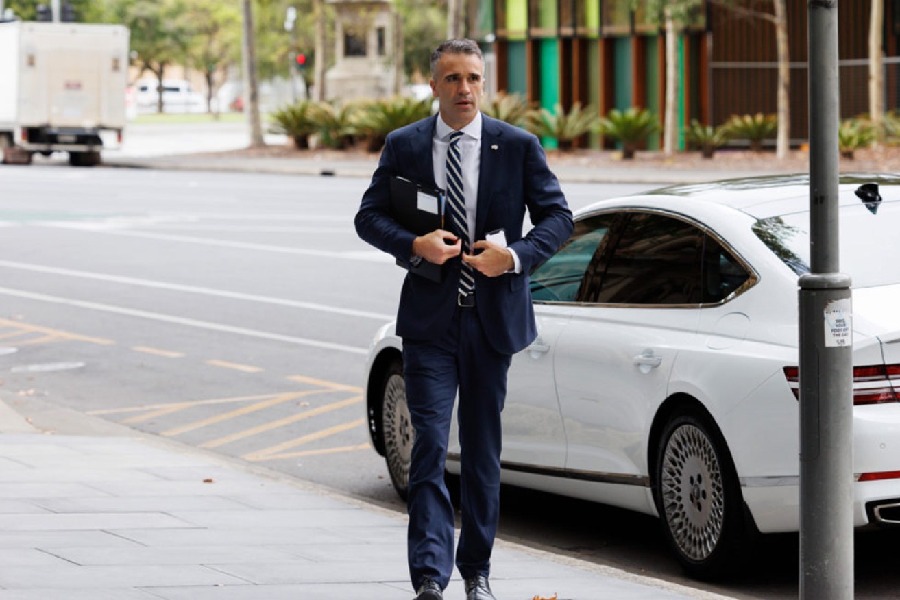 Premier Peter Malinauskas arrives for this morning's Emergency Management Council meeting. Photo: Tony Lewis/InDaily