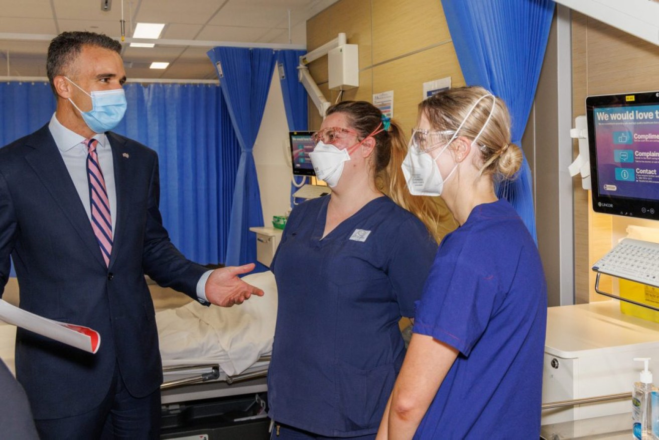 Premier Peter Malinauskas with RAH nurses in 2022. Photo: Tony Lewis/InDaily