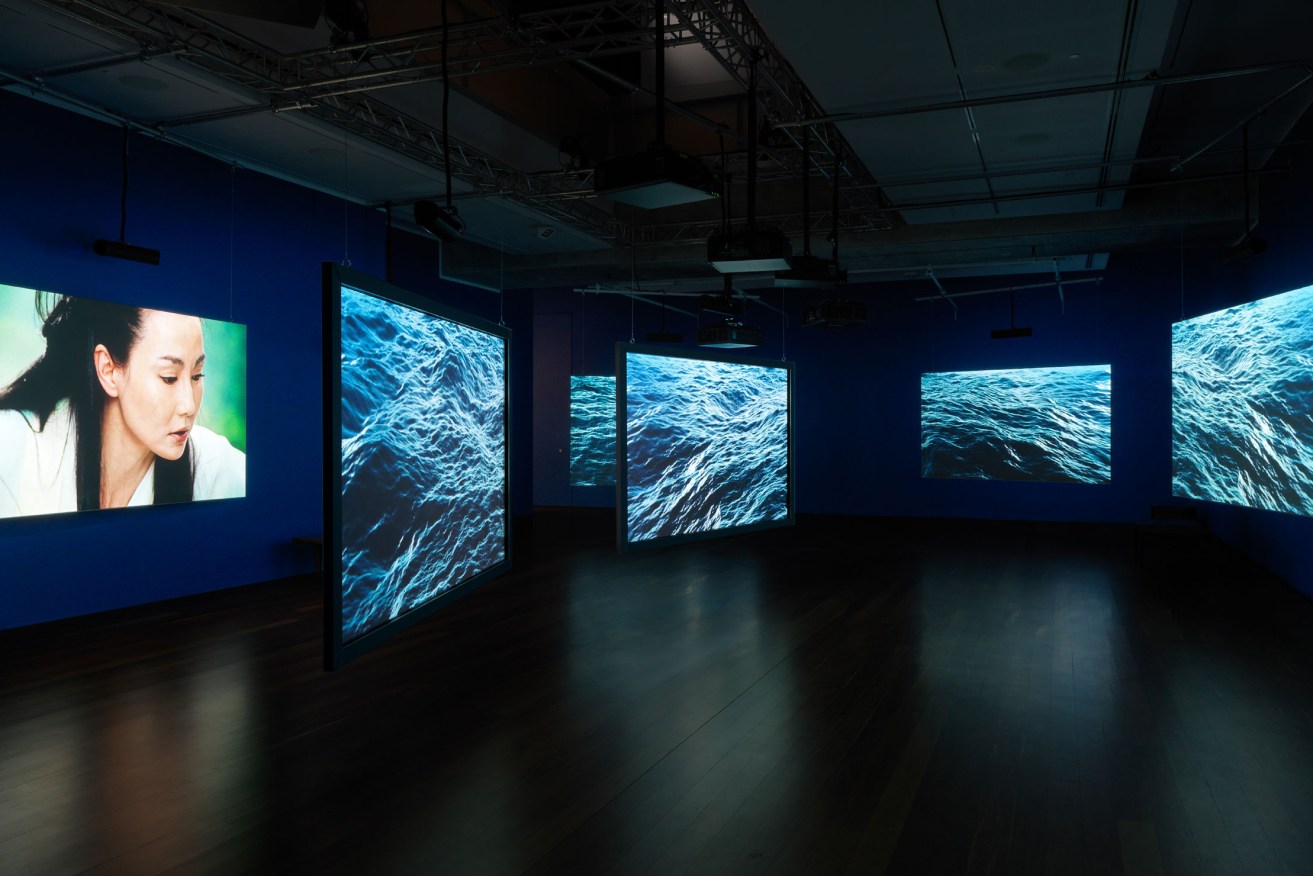 Installation view: 'Ten Thousand Waves', 2010, by Isaac Julien. Samstag Museum of Art for the 2022 Adelaide Festival. Photo: Grant Hancock