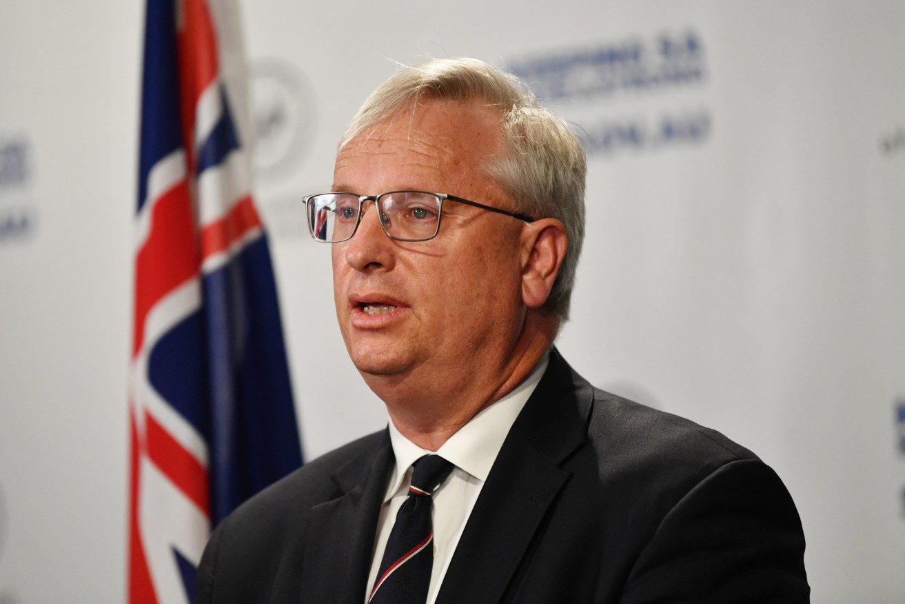 Dr Tom Dodd at a press conference in April 2020 during the early days of the pandemic. Photo: David Maruiz/AAP