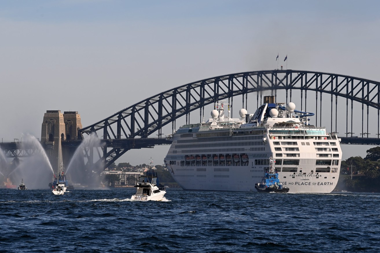 The Pacific Explorer prepares to dock in Sydney on Monday. Photo: AAP Image/Bianca De Marchi