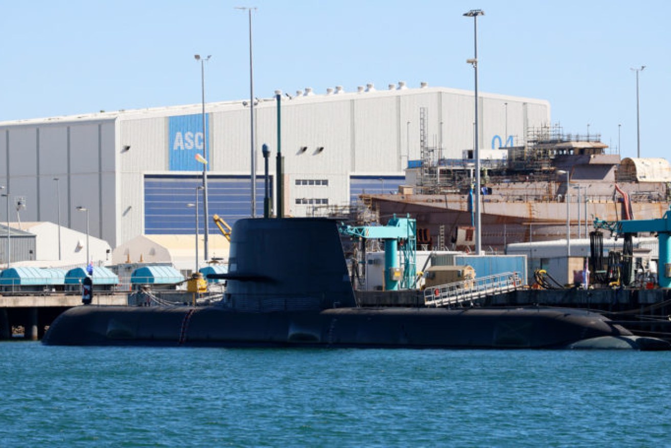 A Collins class submarine at Osborne in Adelaide. Photo: Tony Lewis/InDaily