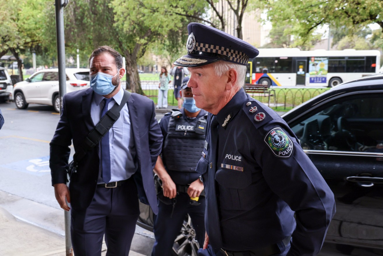Police commissioner and state emergency coordinator Grant Stevens arrives at the Supreme Court. Photo: Tony Lewis/InDaily