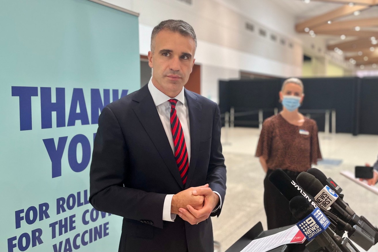Premier Peter Malinauskas at the Wayville vaccination clinic today. Photo: Tom Richardson / InDaily