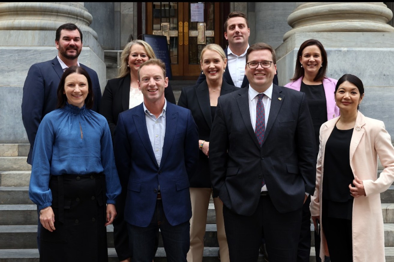 Opposition leader David Speirs with some of his newly-announced frontbench team. Photo: Tony Lewis/InDaily