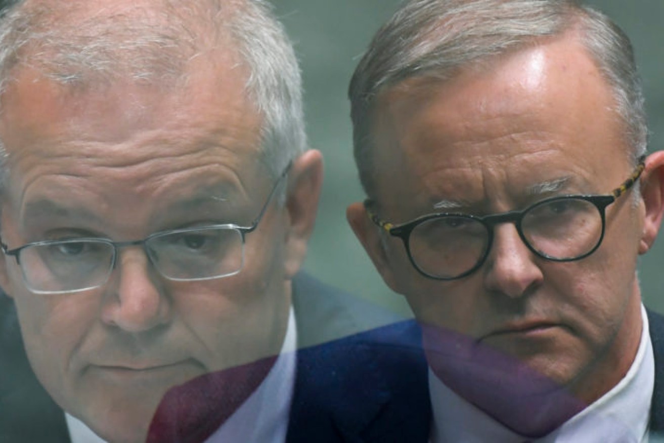 Prime Minister Scott Morrison and Opposition leader Anthony Albanese. Photos: AAP/Lukas Coch