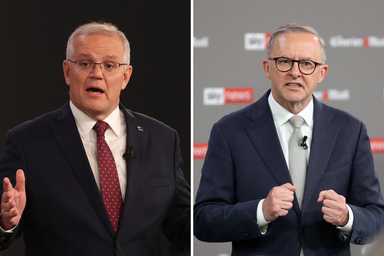 Prime Minister Scott Morrison and Labor leader have reached the halfway point of the federal election campaign. Photo: Jason Edwards/AAP 