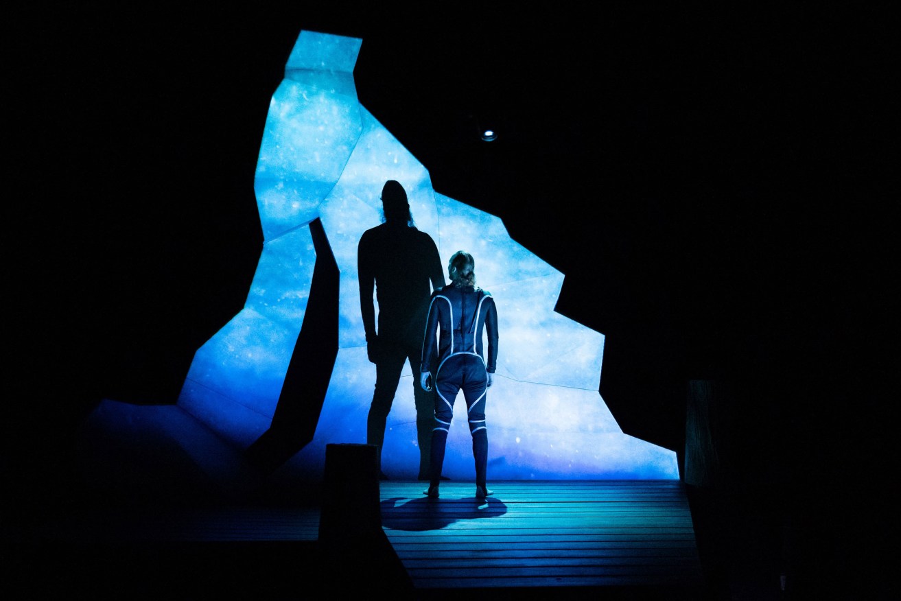 The set design for 'Cathedral' represents an undersea world, with the narrow cave entrance a harbinger of both birth and doom. Photo: Matt Byrne