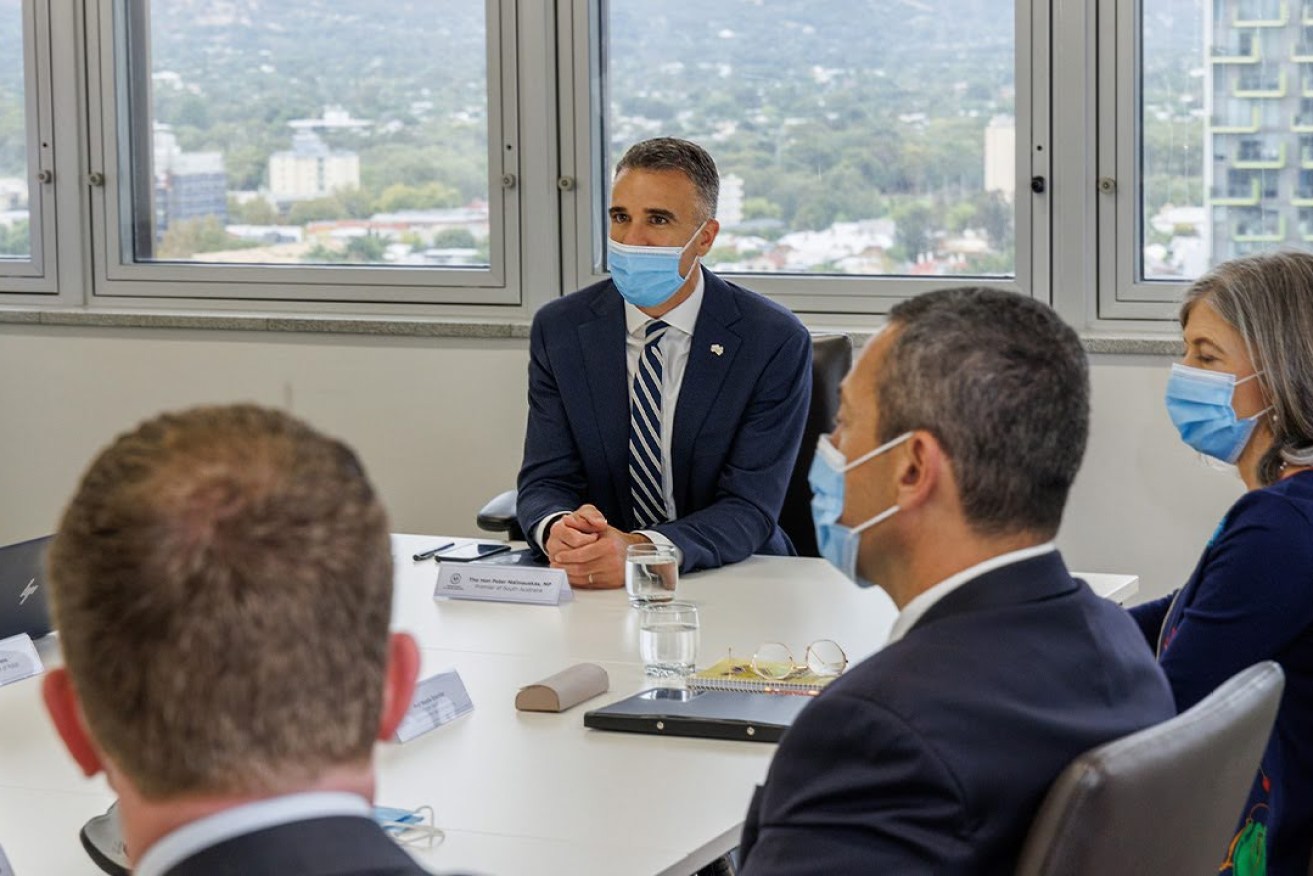 Premier Peter Malinauskas at an Emergency Management Council meeting earlier this year. Photo: Tony Lewis/InDaily