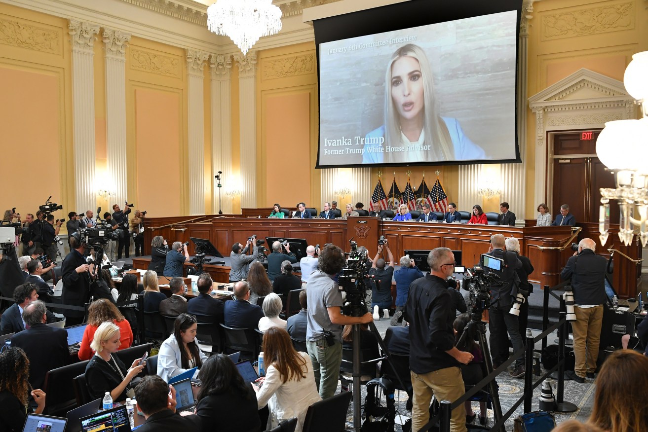Ivanka Trump gives evidence to a House Select Committee hearing into the attack on the US Capitol. Photo: Mandel Ngan/Pool/Sipa USA