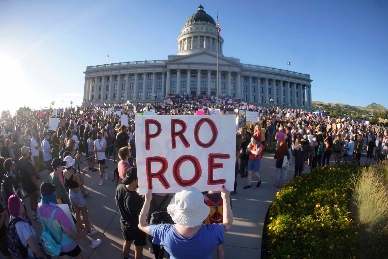An abortion-rights protest at the Utah State Capitol in Salt Lake City after the Supreme Court overturned Roe v. Wade. Photo: AP/Rick Bowmer