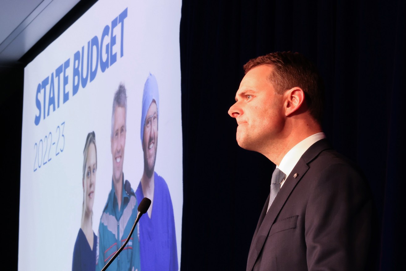 Treasurer Stephen Mullighan delivers the 2022 State Budget. Photo: Tony Lewis/InDaily