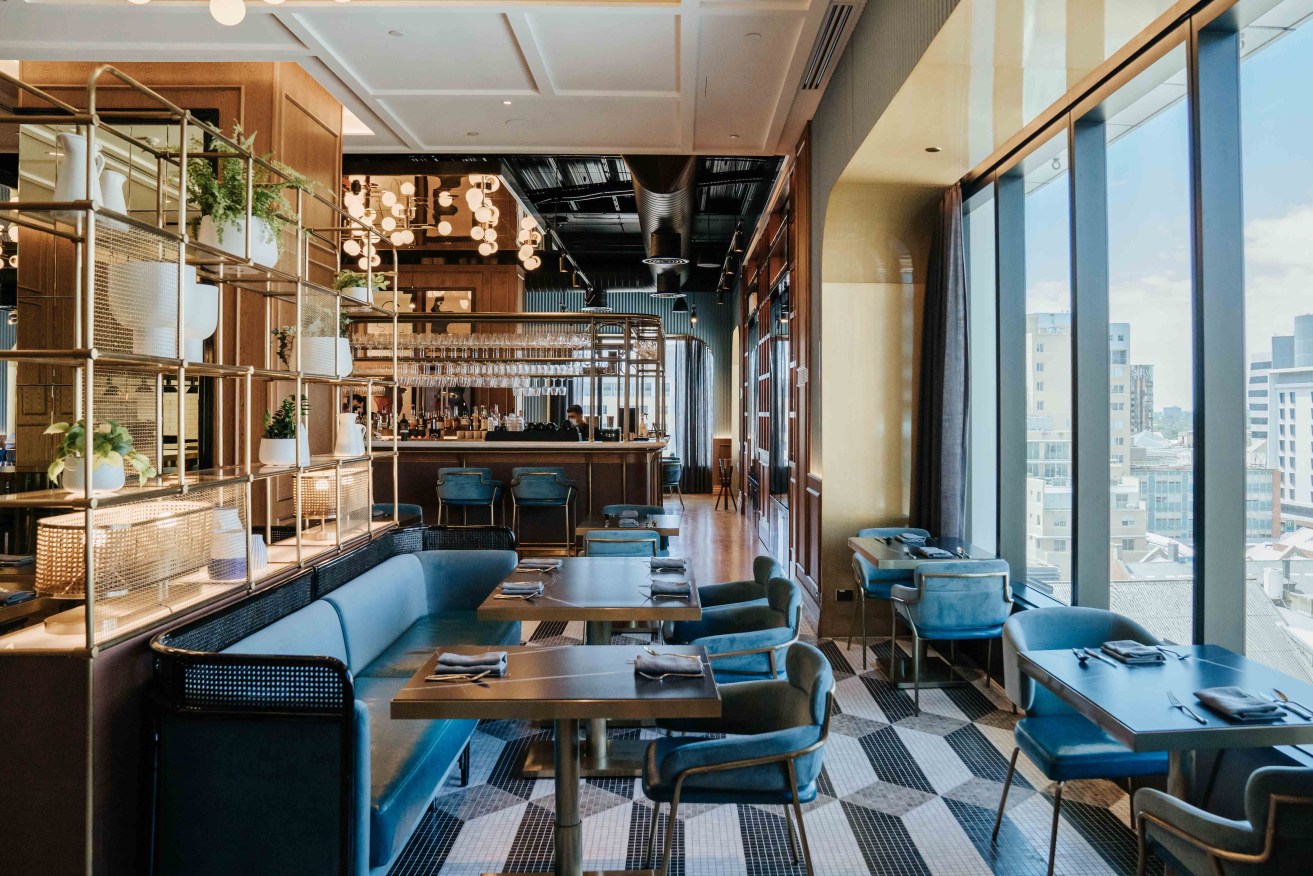 Garçon Bleu in the Sofitel Adelaide. Design company Palumbo won UDIA National Award for Design for its work on the hotel. Photo: supplied