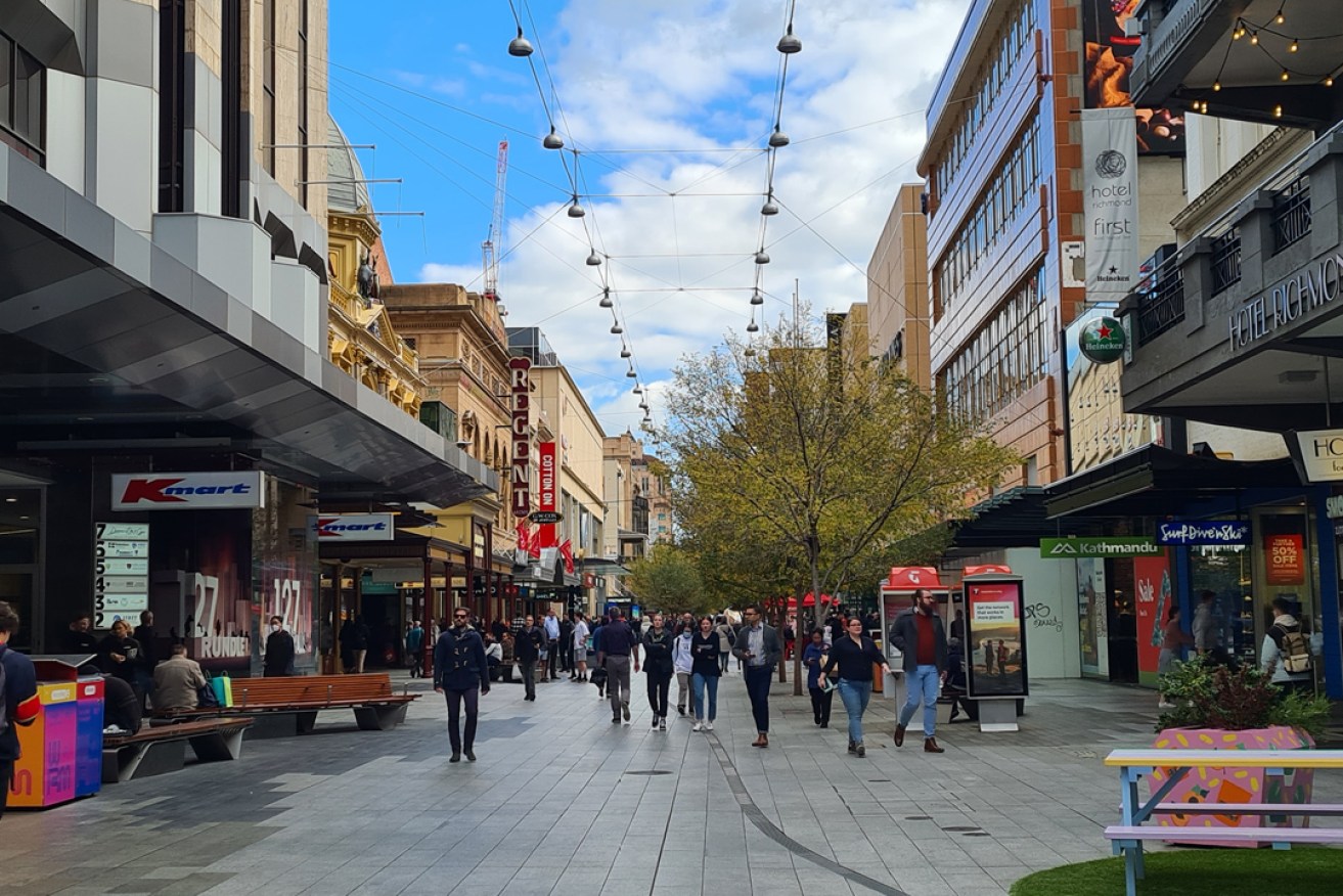 Shoppers in Rundle Mall this month. Photo: Andrew Spence.