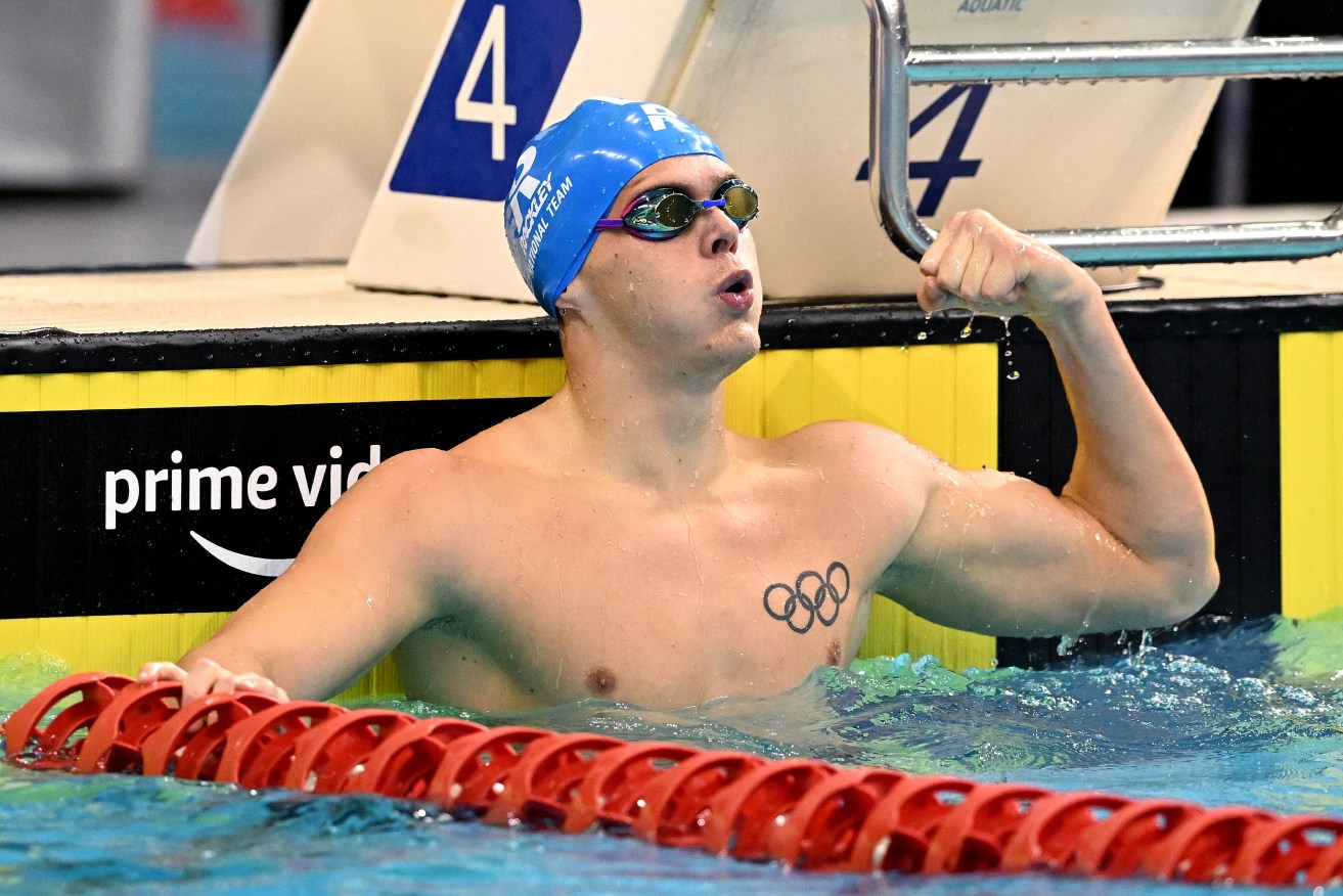 Isaac Cooper at the 2022 Australian Swimming Championships in Adelaide in May. Photo: AAP/Dave Hunt