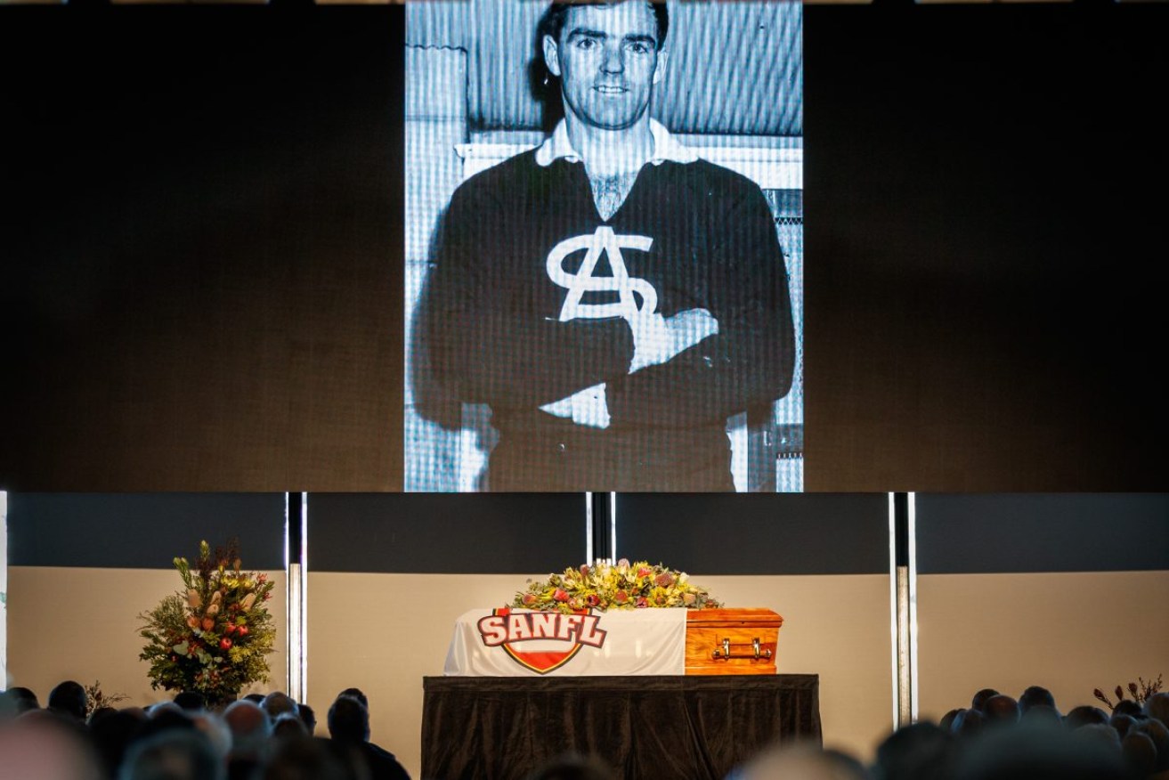 Neil Kerley was farewelled a state funeral at Adelaide Oval. Photo: AAP/Matt Turner