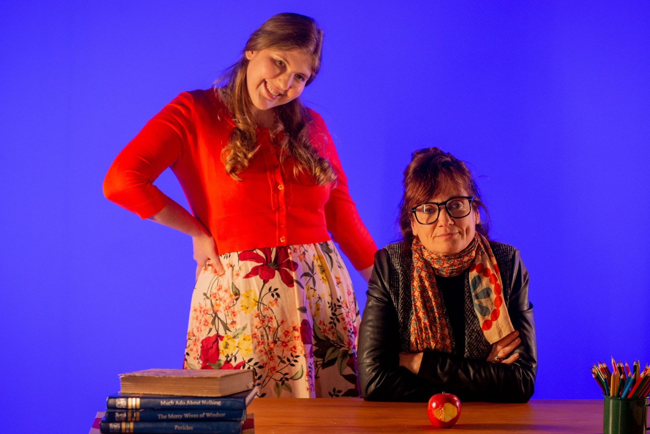 Stephanie Somerville and Catherine McClements play teachers Anna and Pat in the new comedy 'Chalkface'. Photo: Matt Byrne