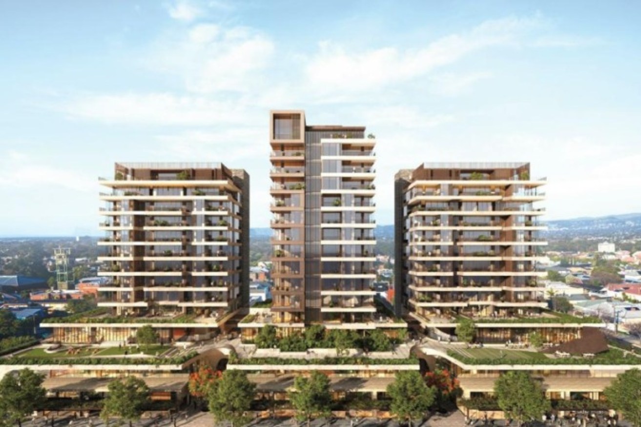 An architect’s render of Woods Bagot-designed towers at Eighty Eight O’Connell. Photo supplied. 