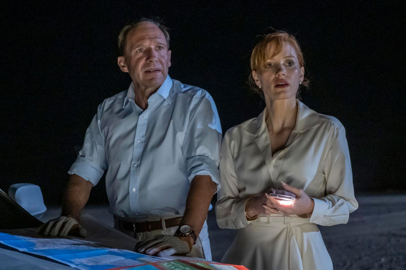 Ralph Fiennes and Jessica Chastain in 'The Forgiven'. Photo: Nick Wall 
