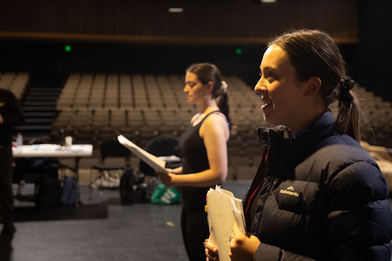 Graduating actors from Flinders University's drama course rehearse for their upcoming production 'Coming of Age in Australia'.