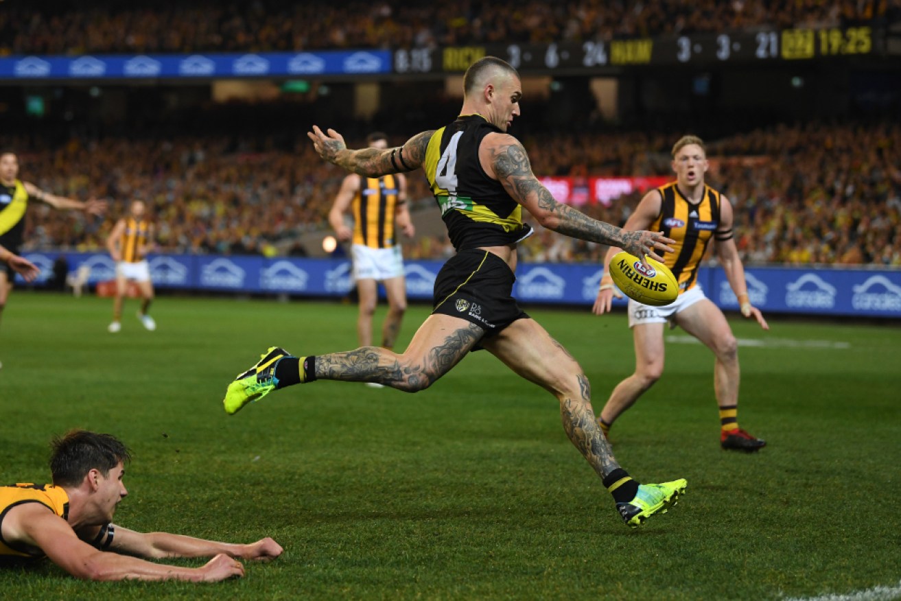 Richmond's Dustin Martin will be available if the Tigers make the finals. Photo: AAP/Julian Smith