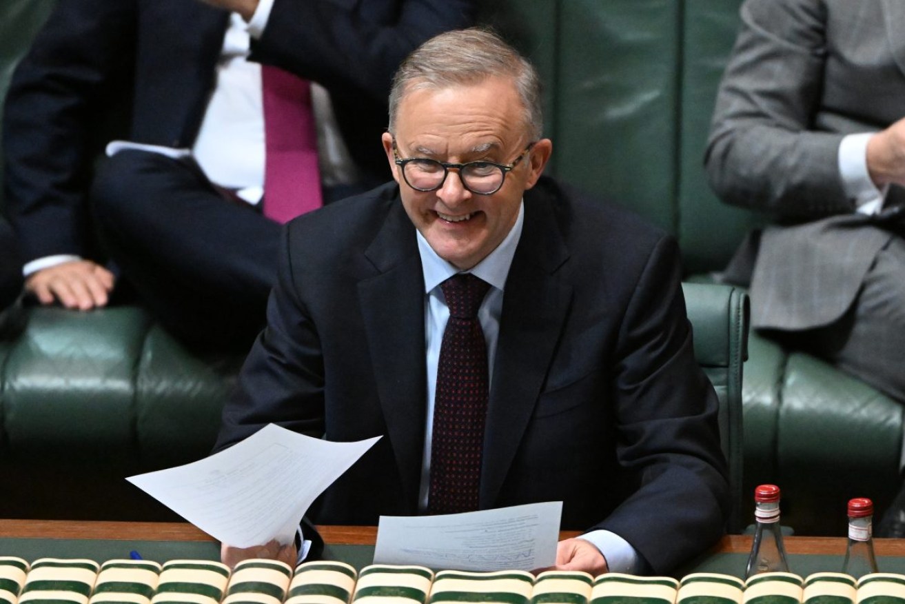 Prime Minister Anthony Albanese during divisions on amendments on the Climate Change Bill on Thursday. Photo: AAP/Mick Tsikas