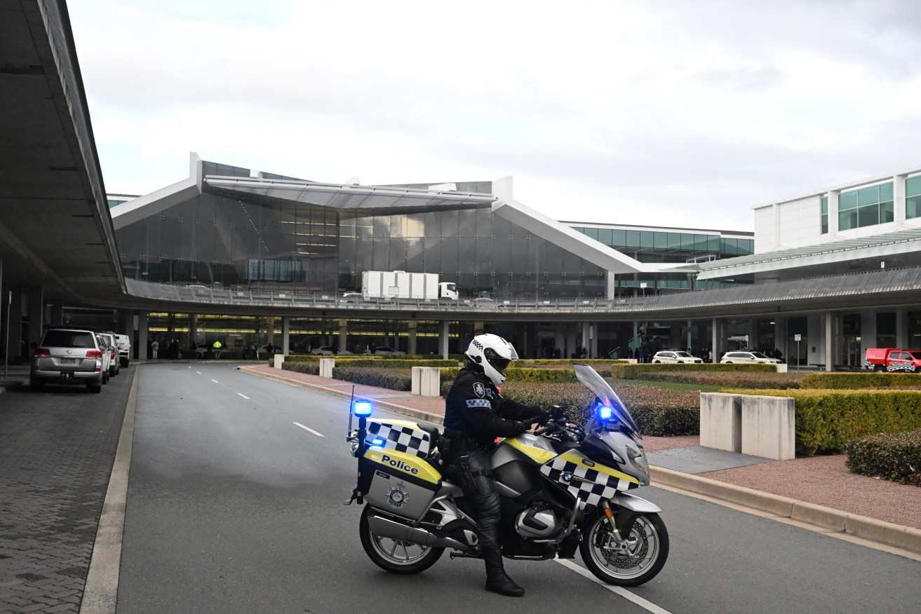 Canberra Airport was evacuated and locked down after a shooting on Sunday. Photo: AAP /Mick Tsikas