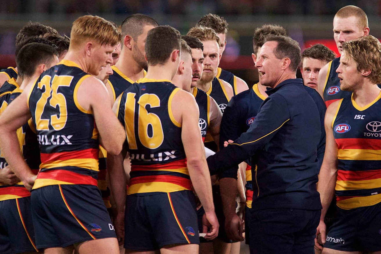 The unhappy Crows during their disastrous 2018 post-camp season. Photo: Michael Errey/InDaily